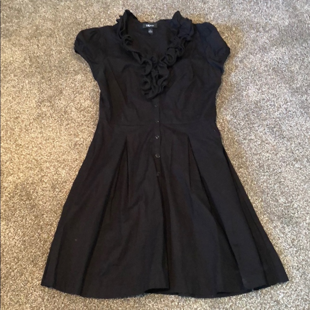 Black short sleeve button down dress